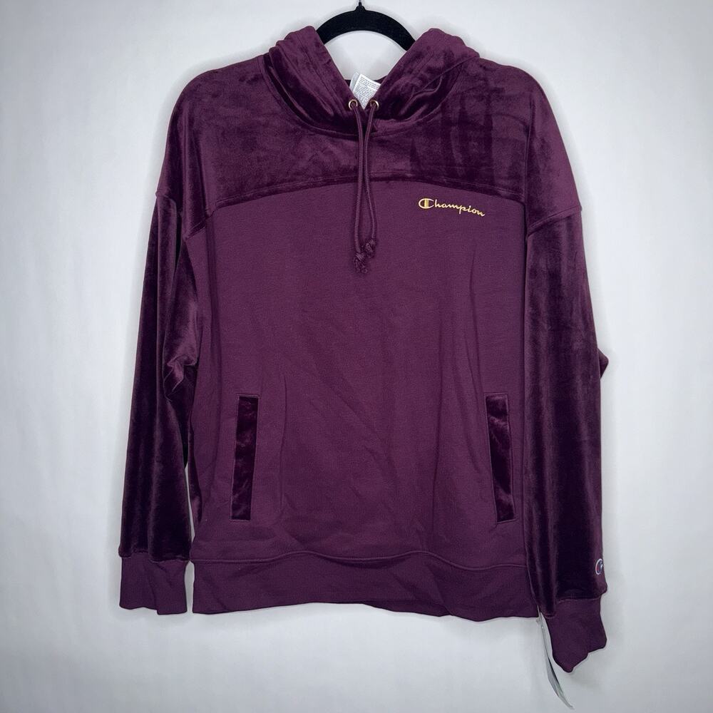 Champion Women’s Solid Purple Velour Velvet Hoodie Size Large NWT
